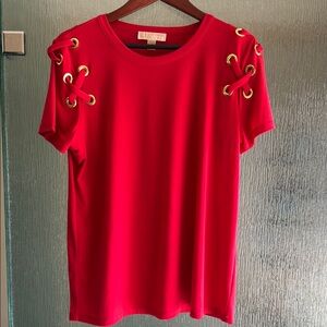 MICHAEL Michael Kors Red Gold Grommet Short Sleeve Tee